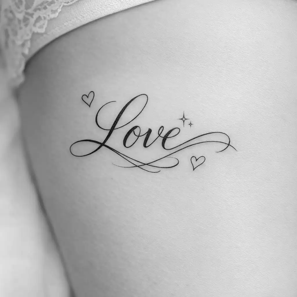 Love Script Tattoo Flash