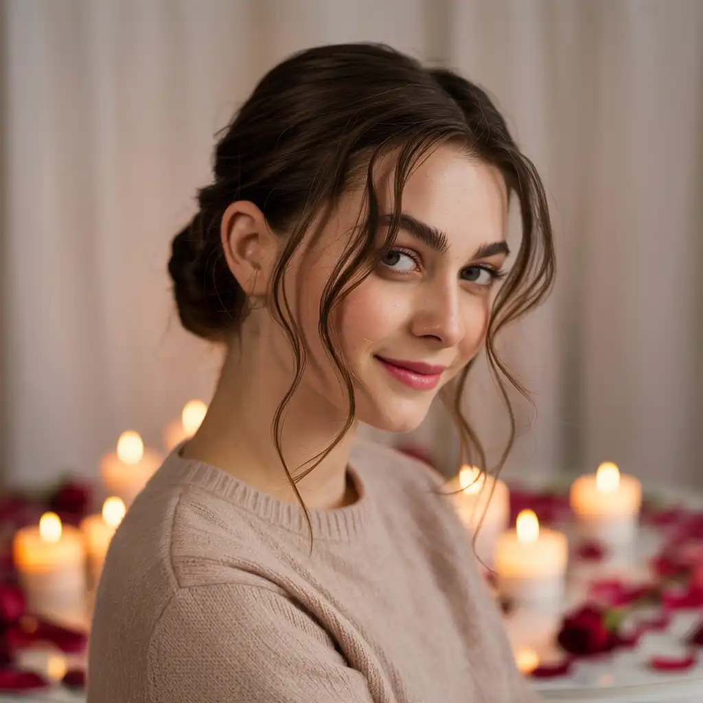 Low Bun with Face-Framing Strands