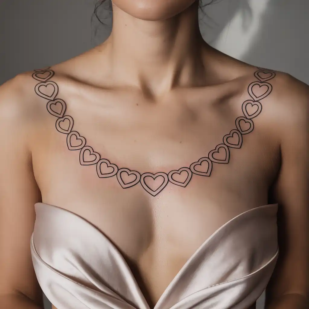 Minimal Heart Chain Tattoo