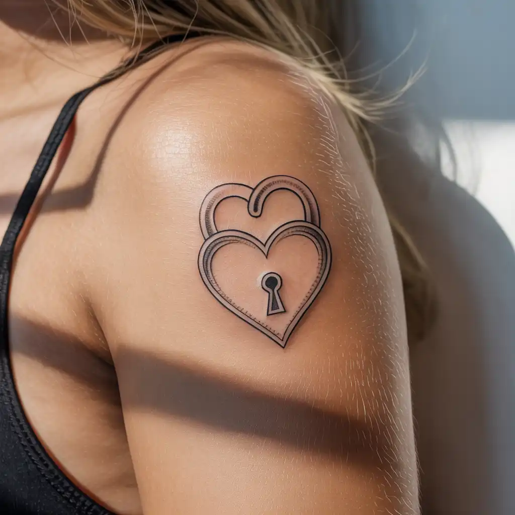 Minimal Heart Lock Tattoo