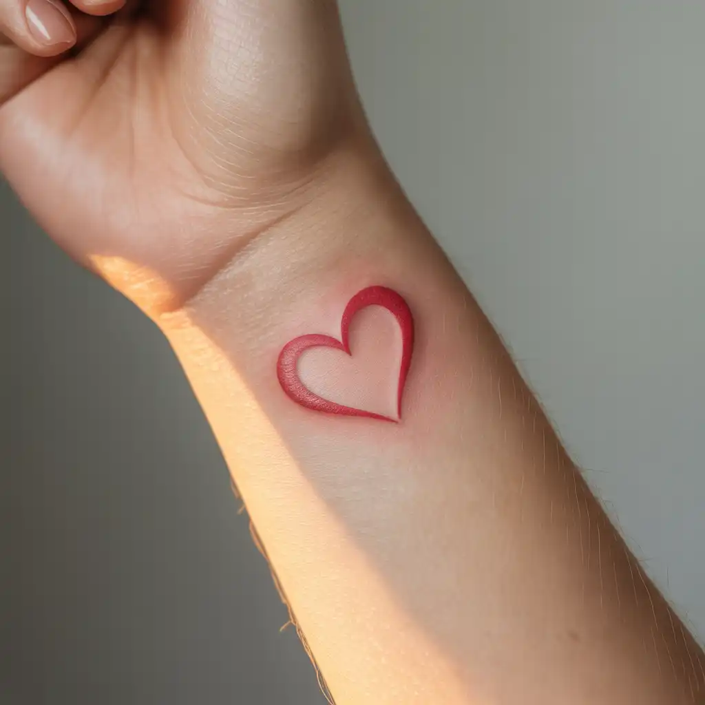 Minimal Red Heart Tattoo