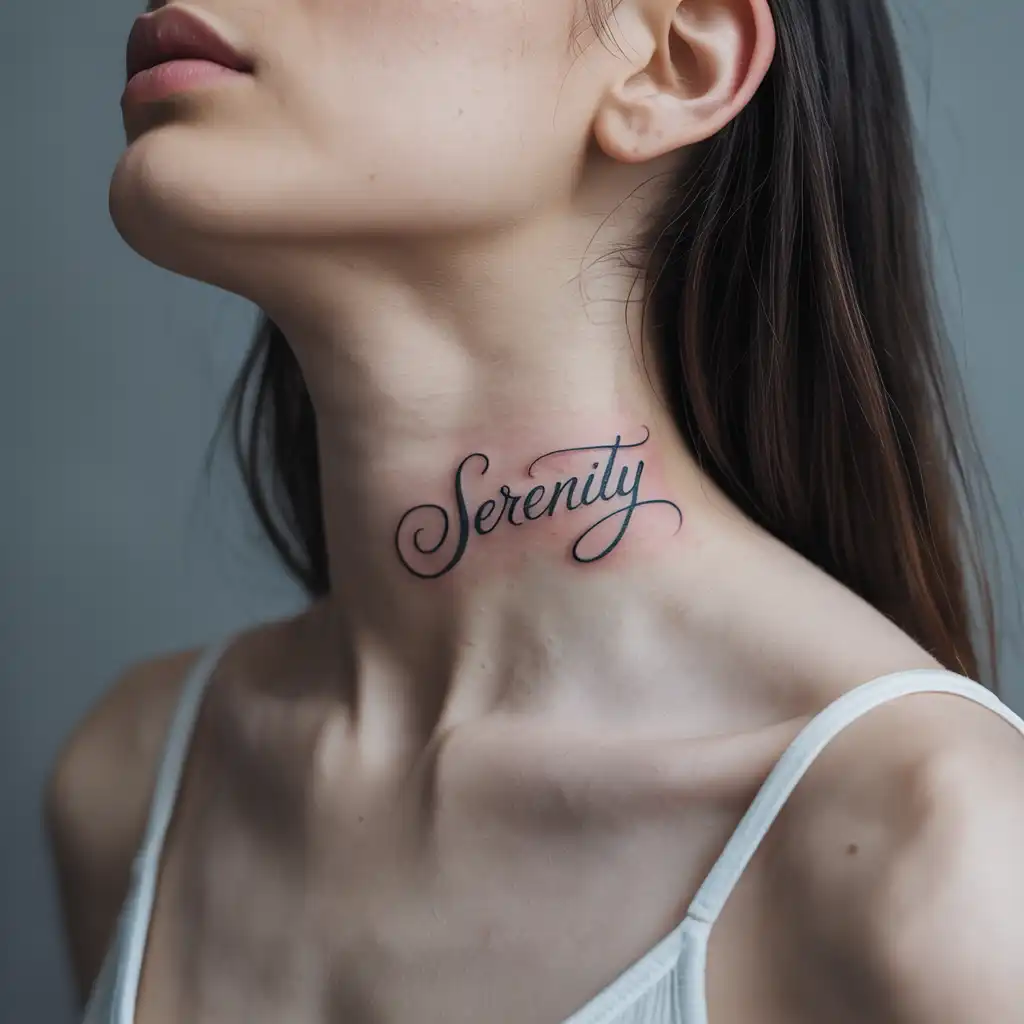 Minimal Script Neck Tattoo