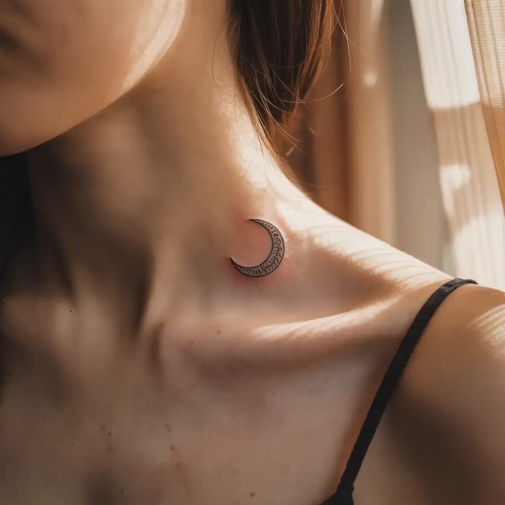 Moon Neck Tattoo