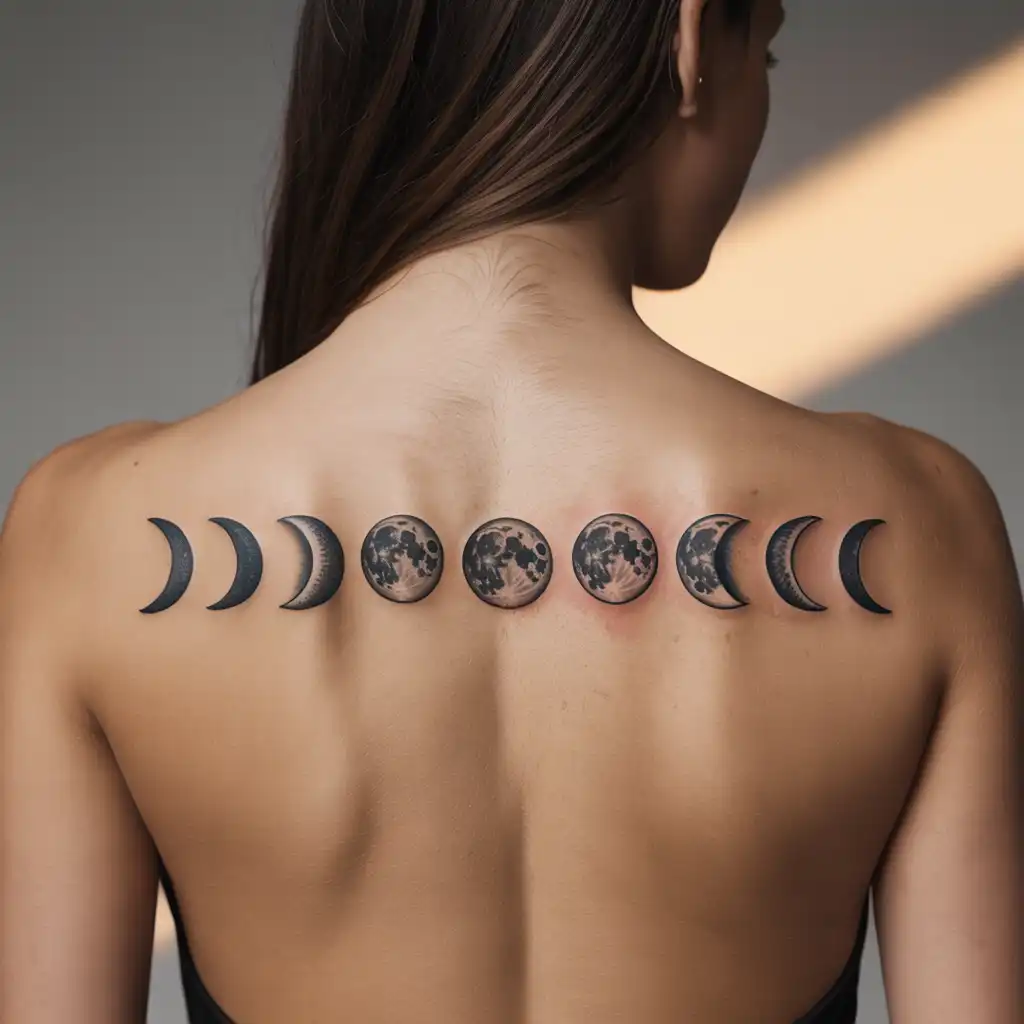 Moon Phase Back Tattoo