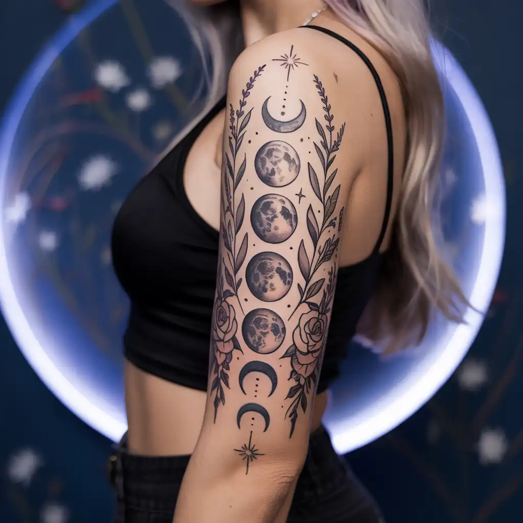 Moon Phases Feminine Sleeve