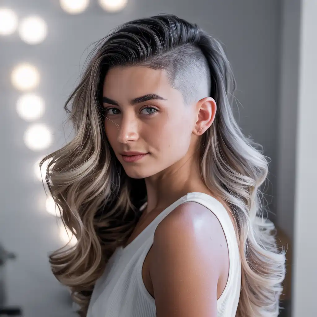 Nape Undercut with Long Waves