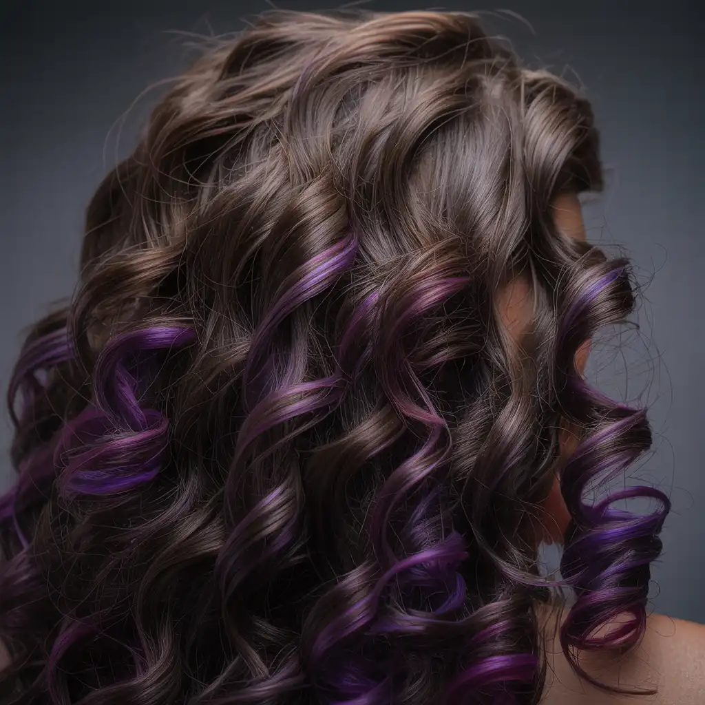 Purple Highlights with Defined Curl Pattern