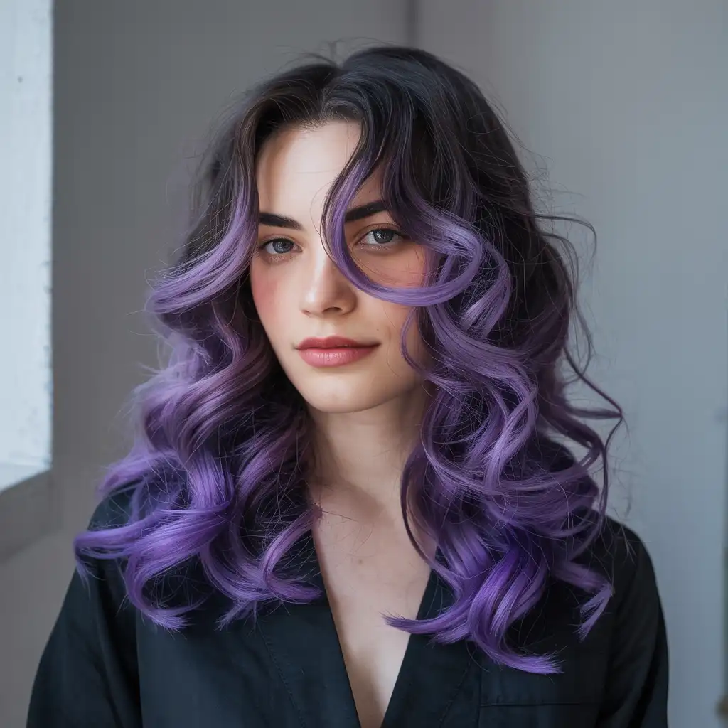 Purple Ombre on Curly Hair