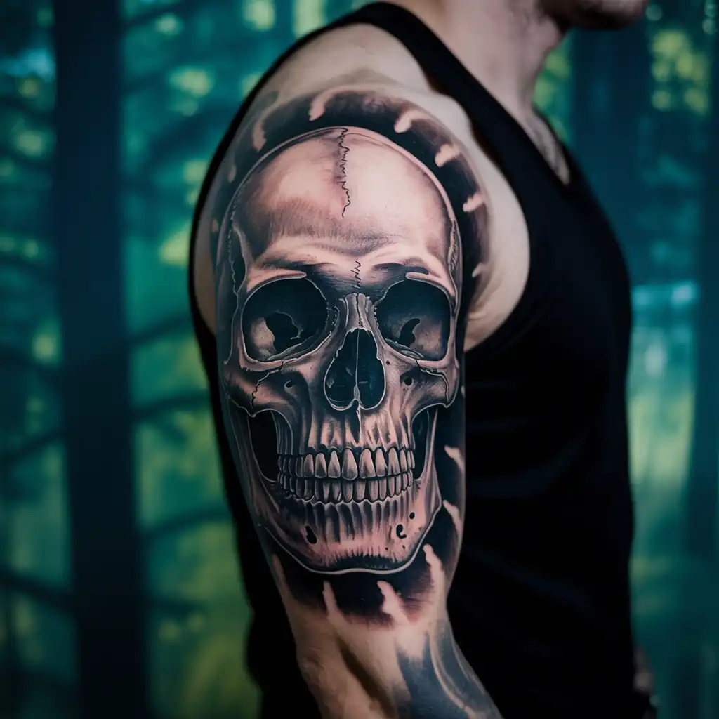 Realistic Black and Grey Skull