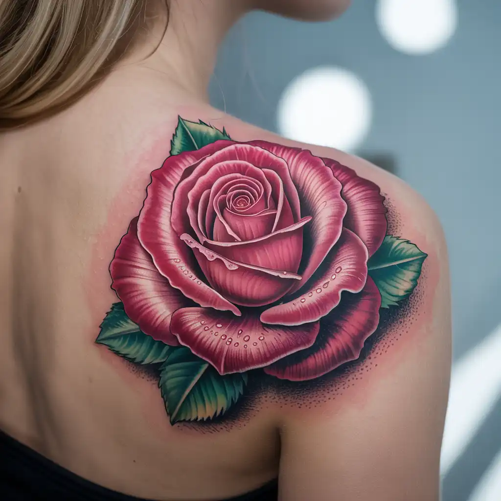 Realistic Rose Tattoo