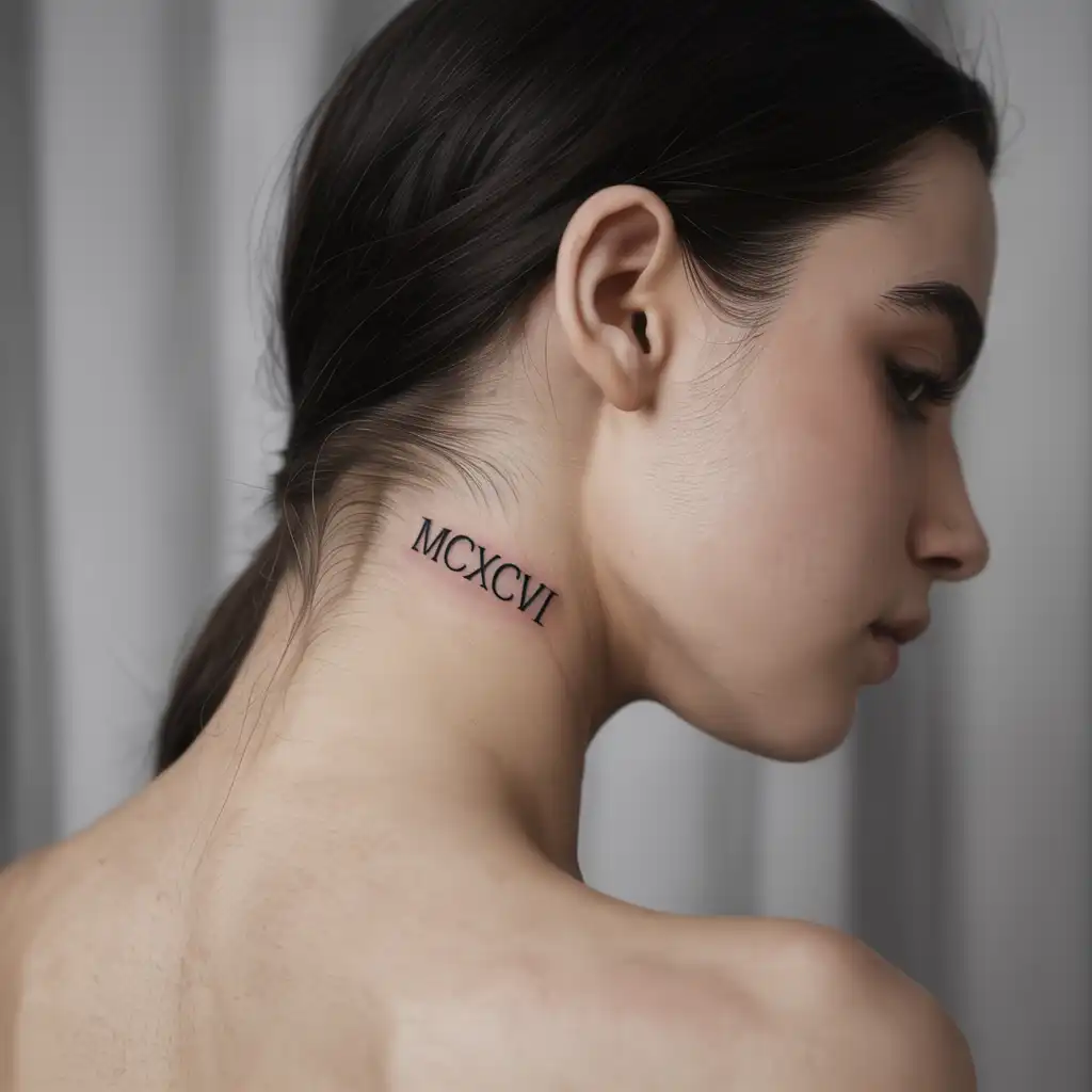 Roman Numeral Neck Tattoo