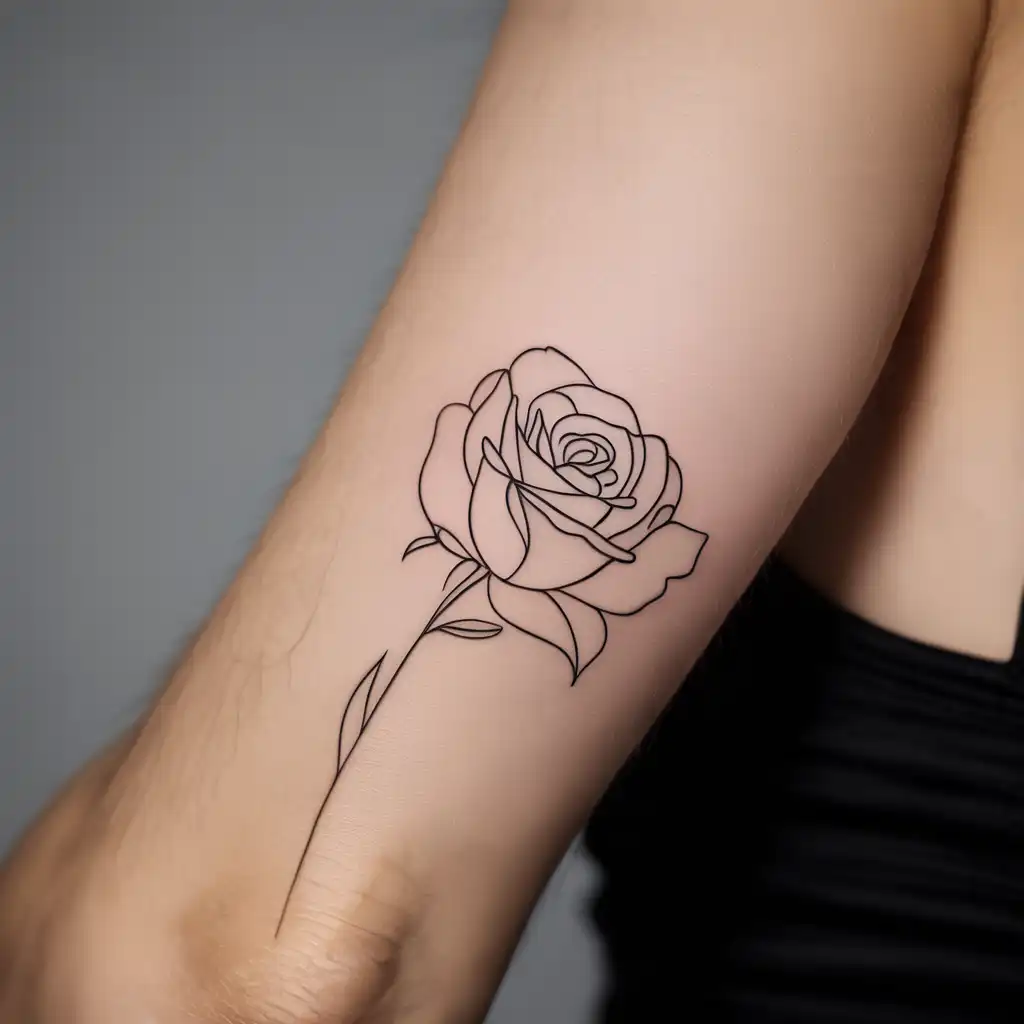 Rose Line Art Tattoo