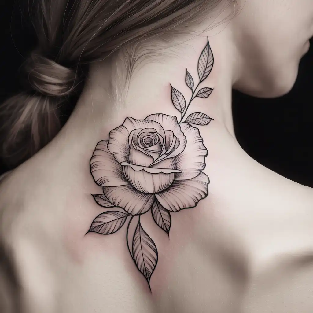 Rose Neck Tattoo