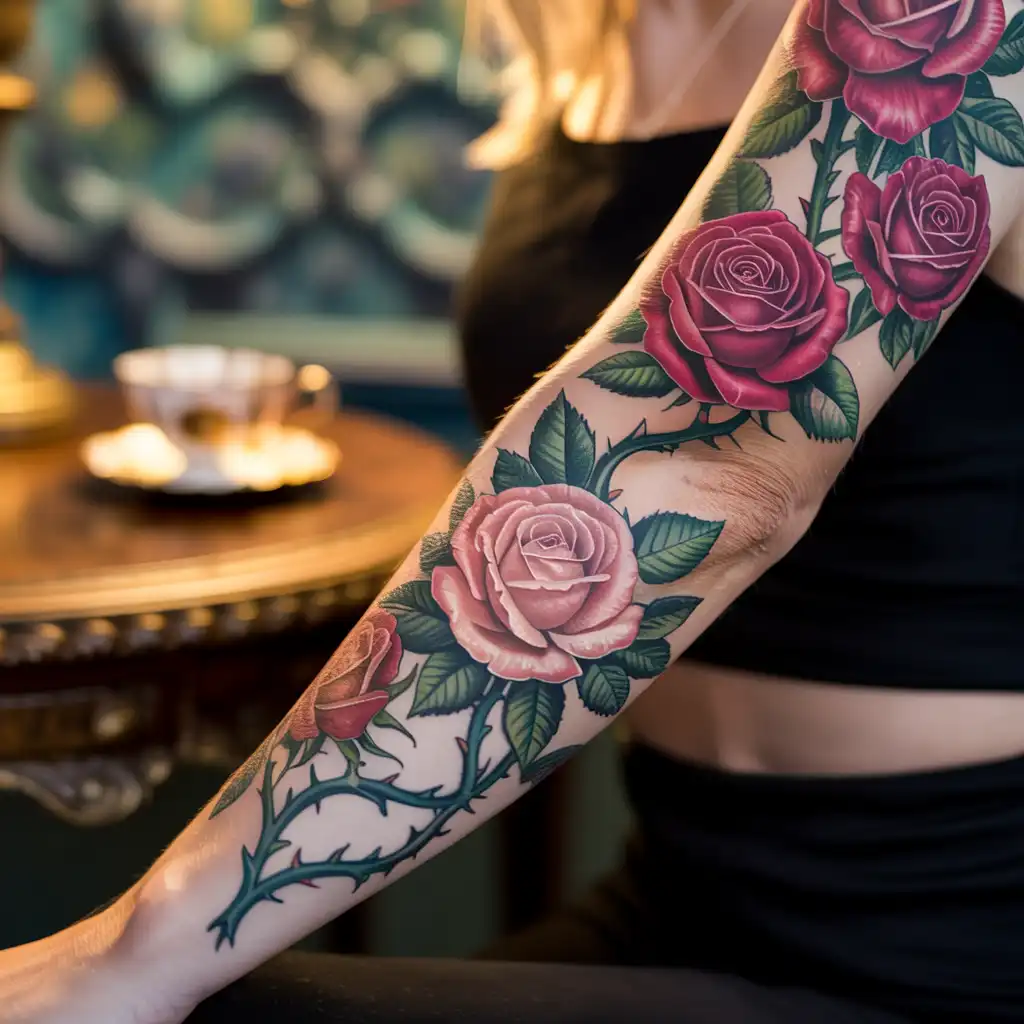 Rose Sleeve Tattoo