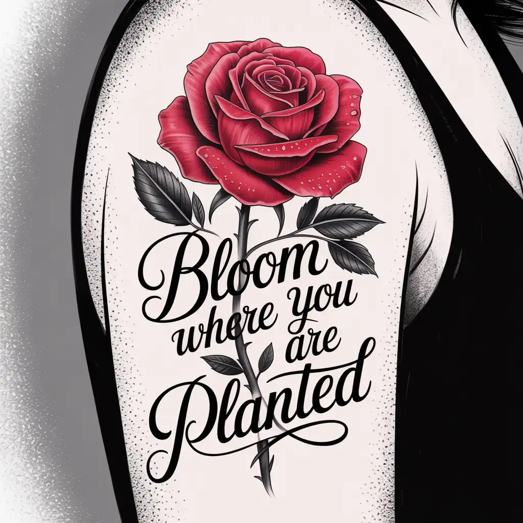 Rose and Script Tattoo