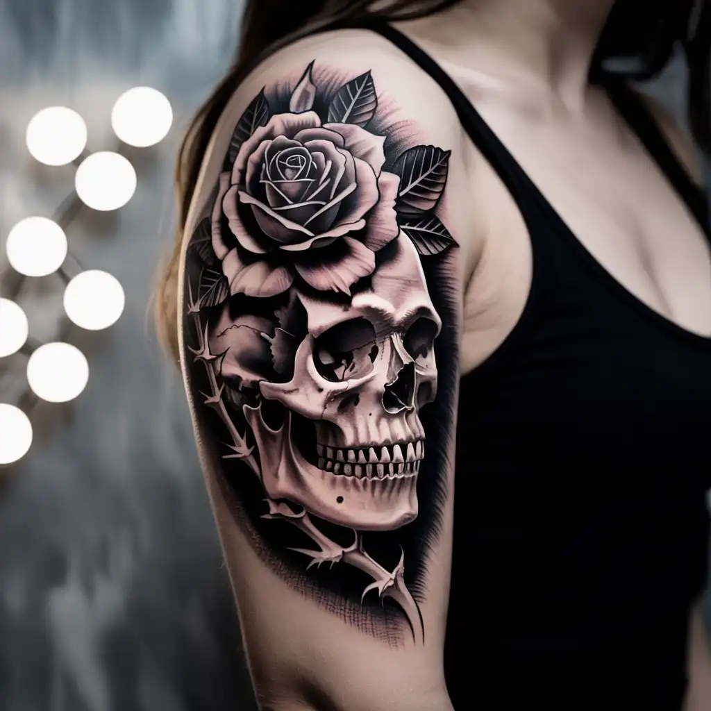 Rose and Skull Tattoo