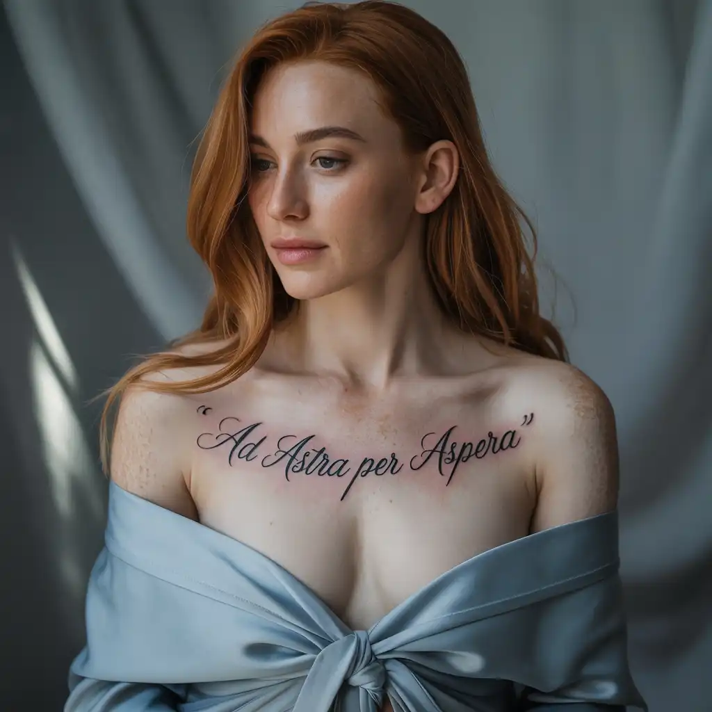 Script Quote Chest Tattoo