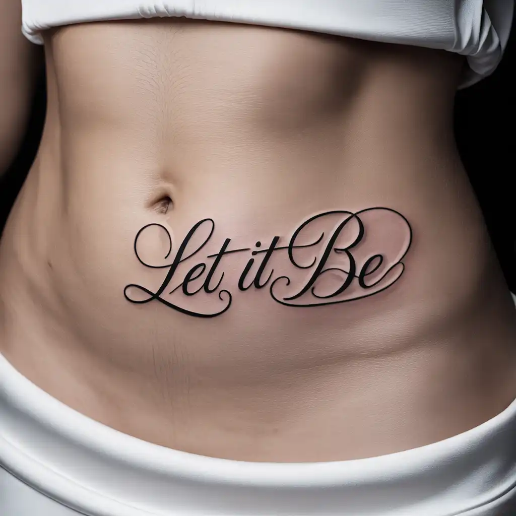 Script Quote Stomach Tattoo