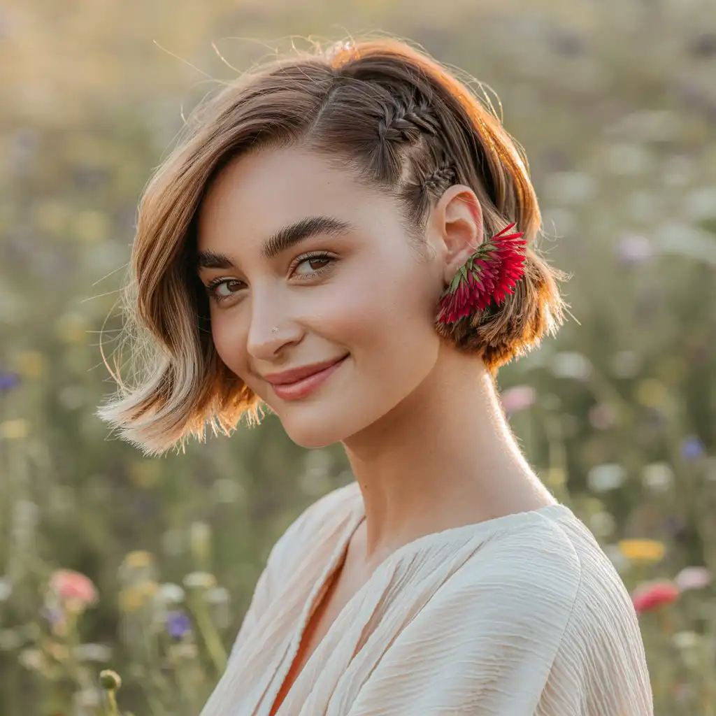 Short Hair with Braided Detail