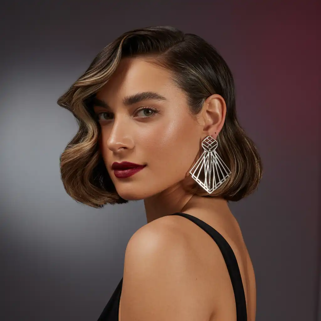 Short Hair with Statement Earrings