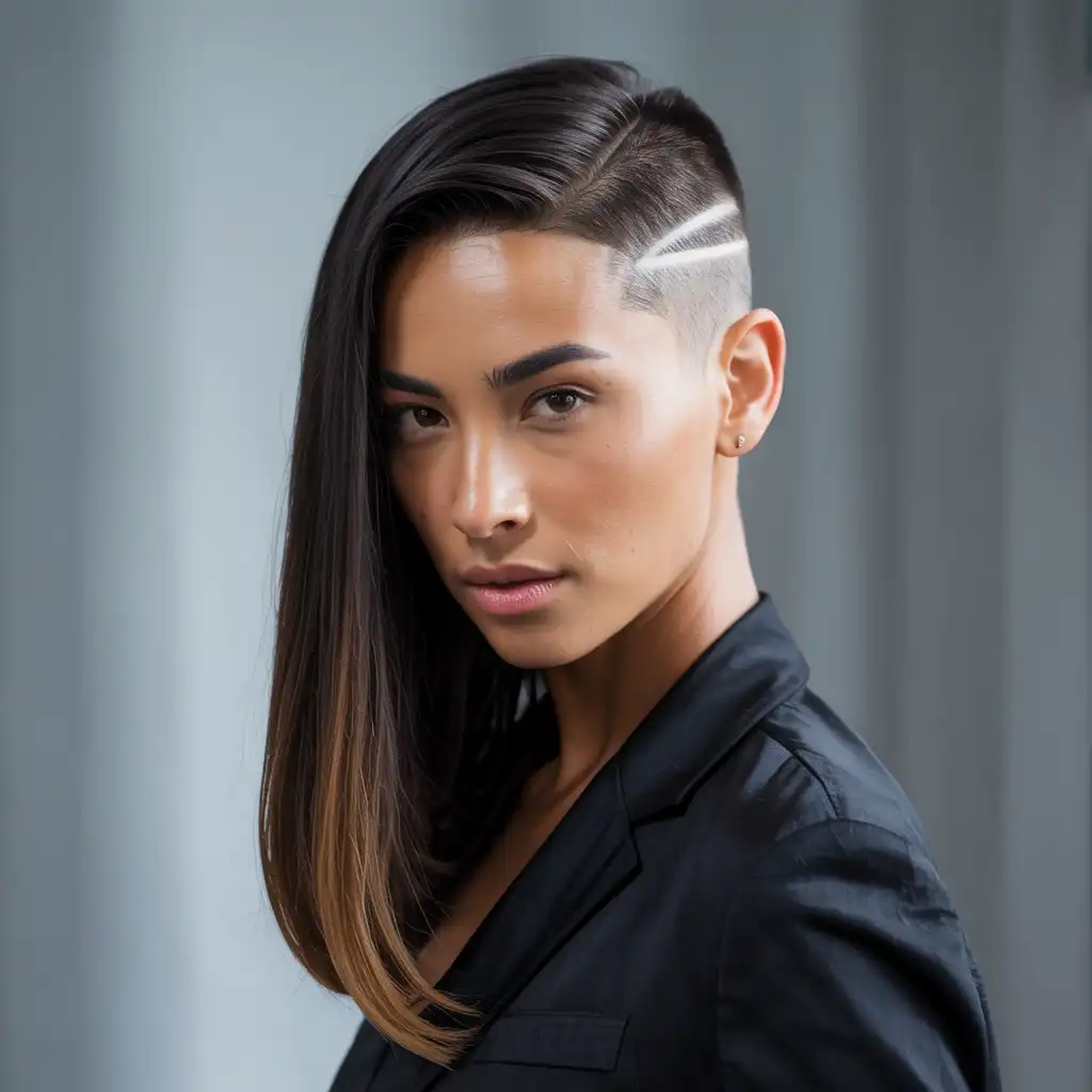 Side Undercut with Straight Hair