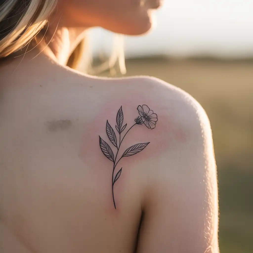 Simple Flower Stem Tattoo
