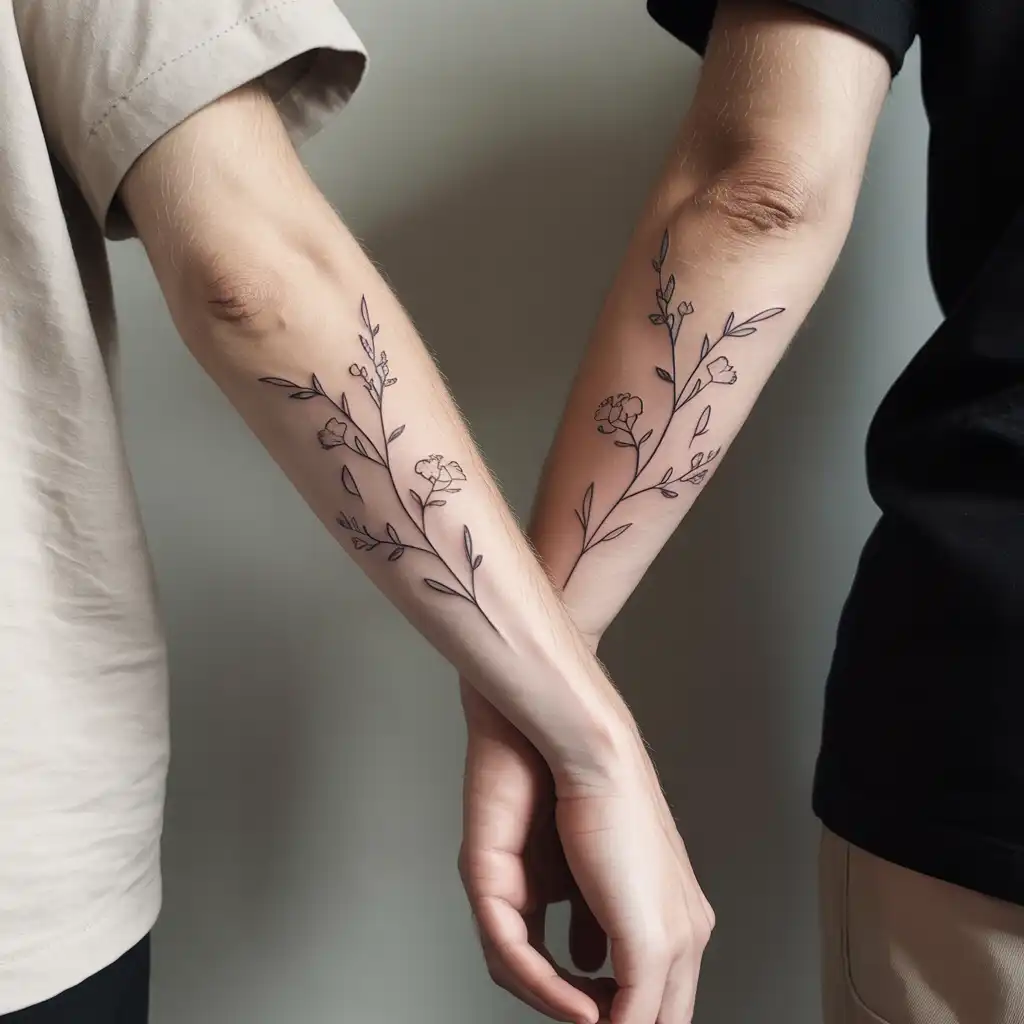 Simple Matching Line Tattoo