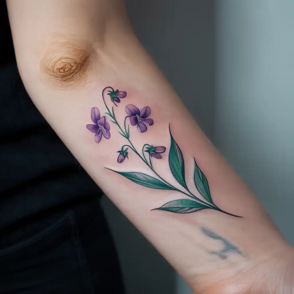 Single Stem Violet Tattoo