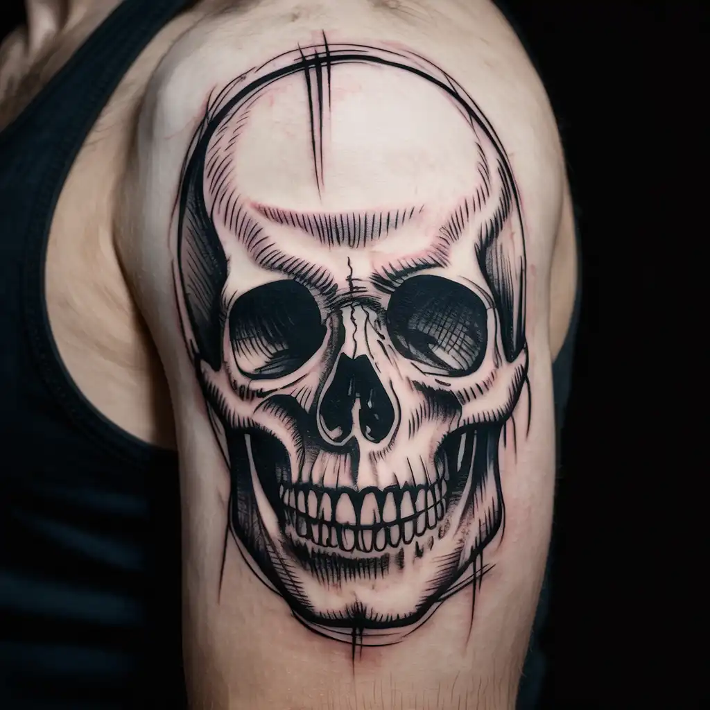 Skull Sketch Tattoo