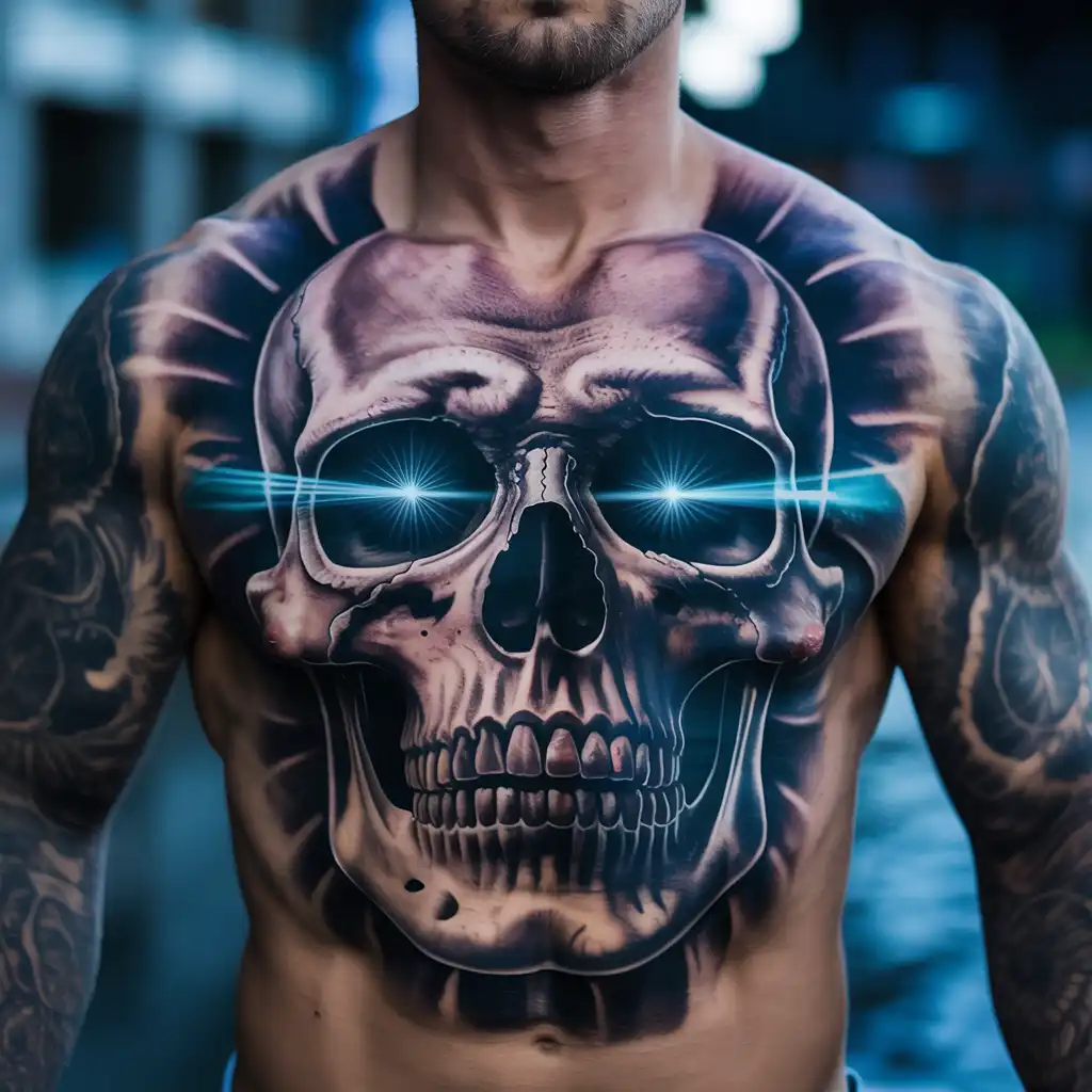 Skull With Eye Glow Tattoo