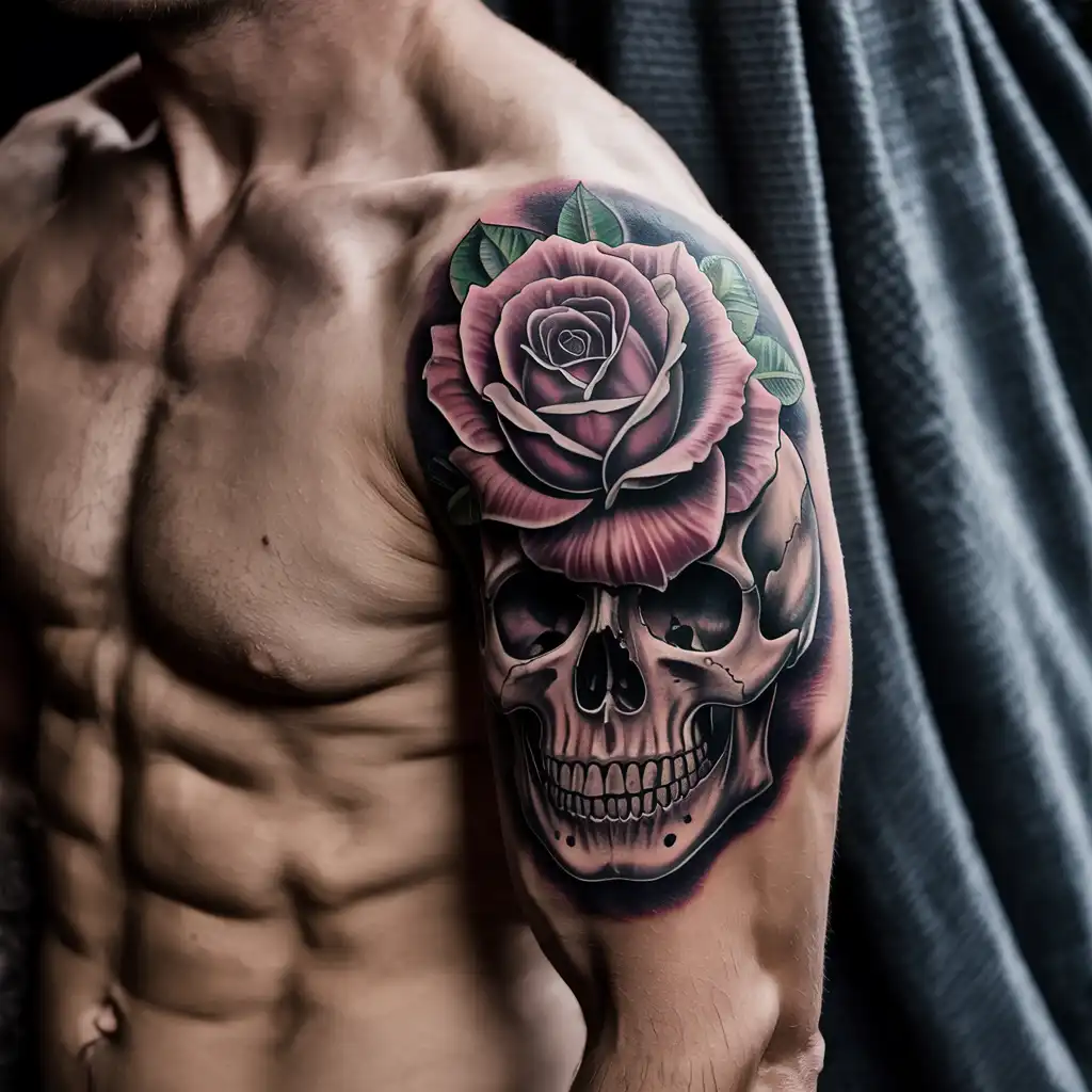 Skull With Roses Tattoo