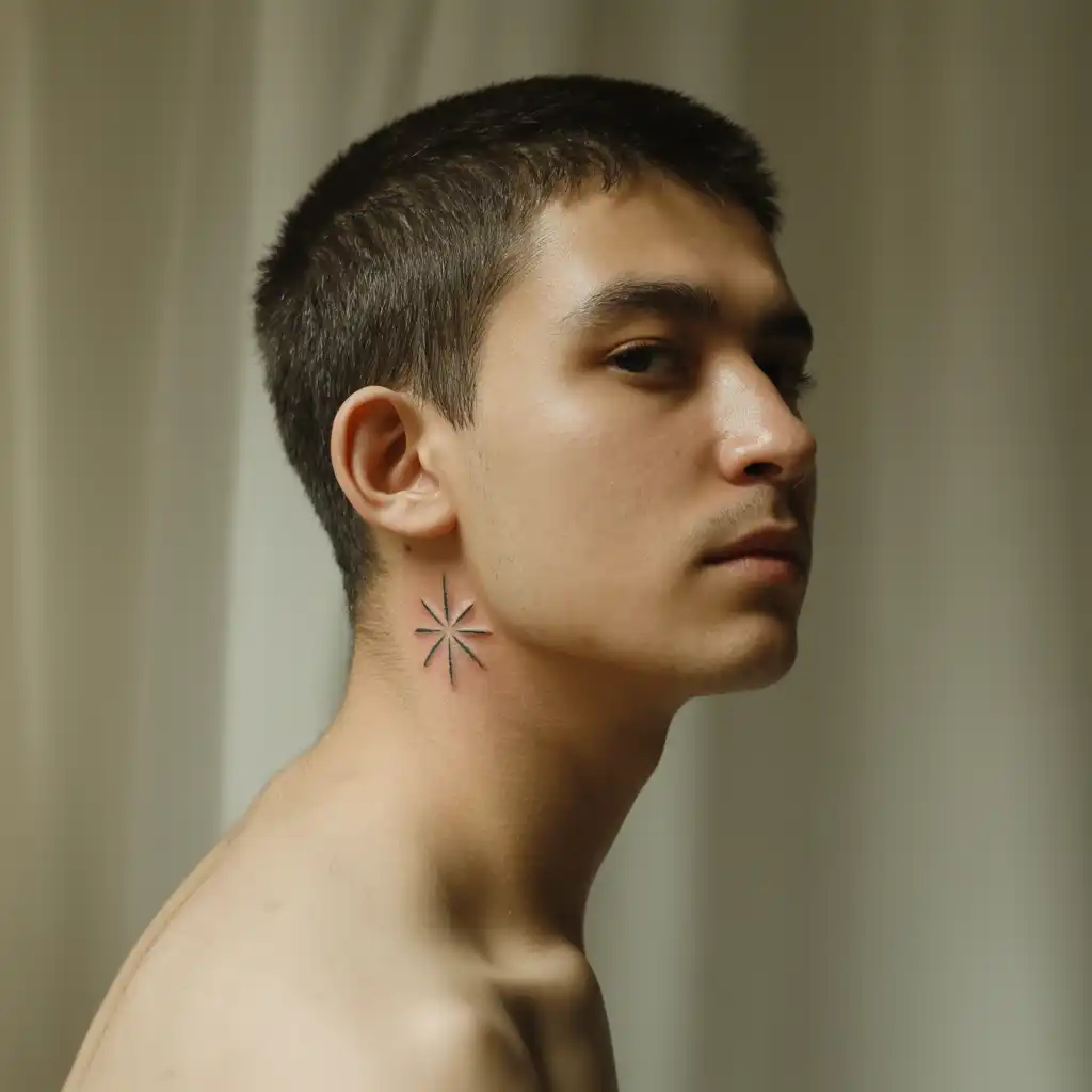 Small Star Neck Tattoo