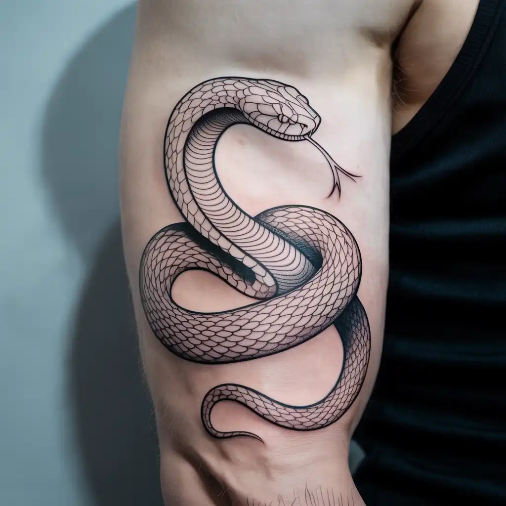 Snake Line Art Tattoo