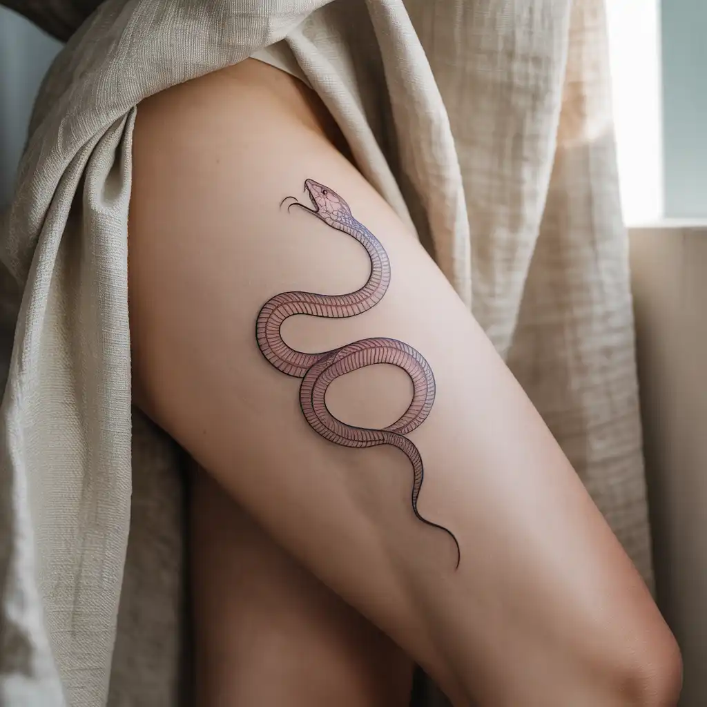Snake Thigh Tattoo