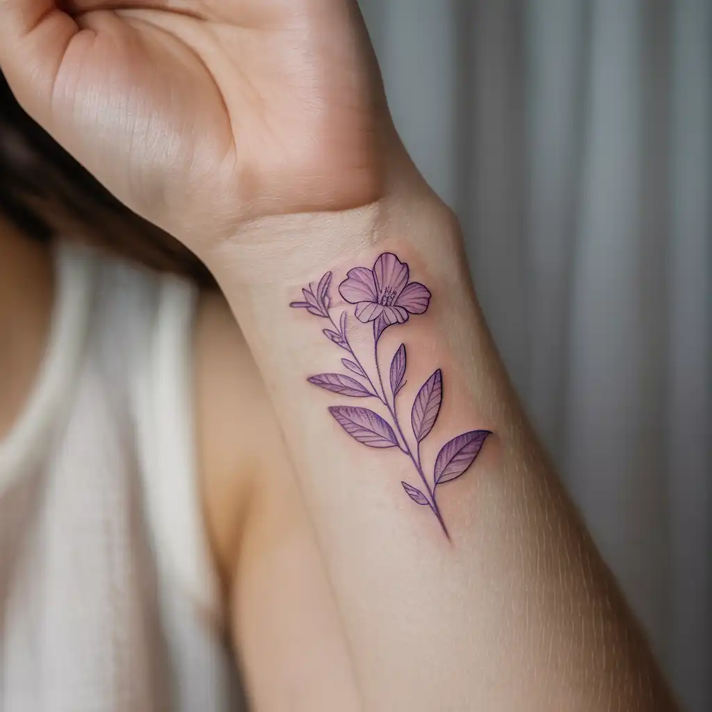 Soft Violet Wrist Tattoo
