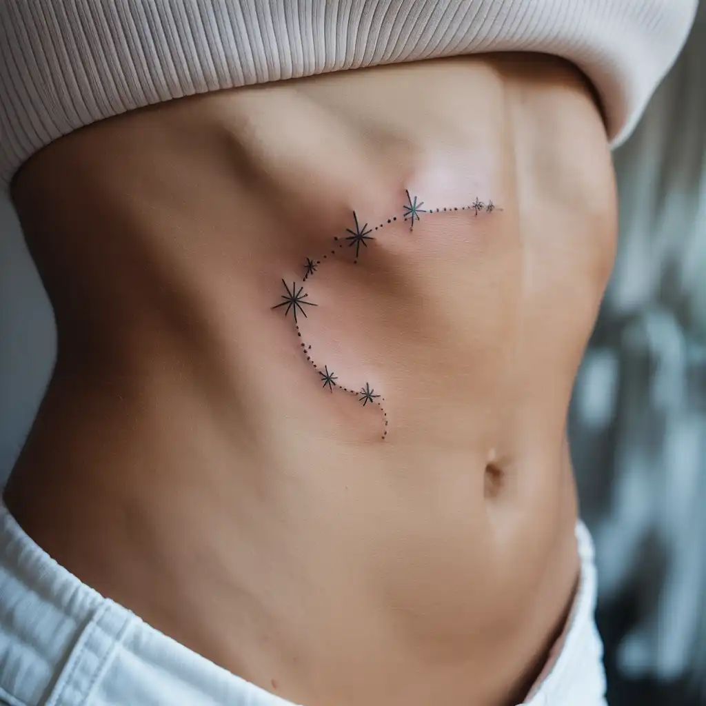 Star Cluster Stomach Tattoo