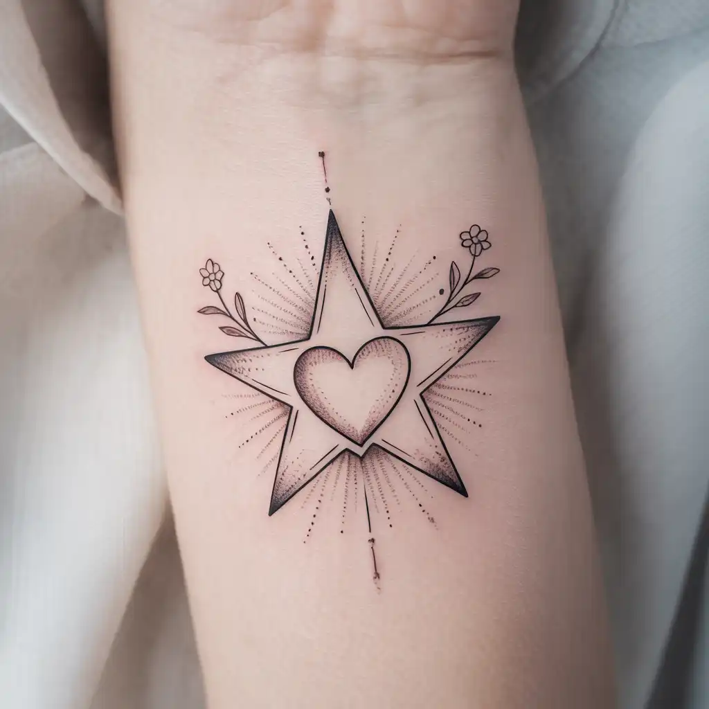 Star and Heart Tattoo
