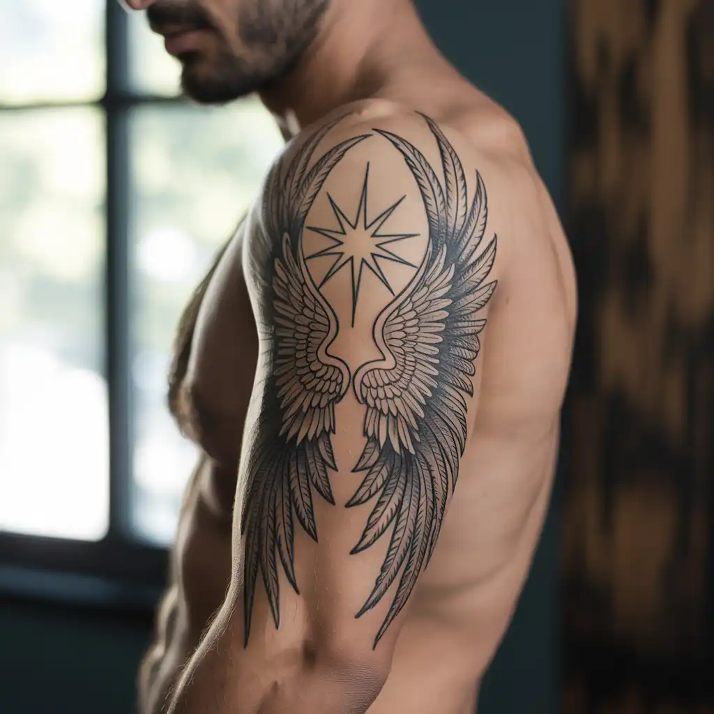 Star with Wings Tattoo