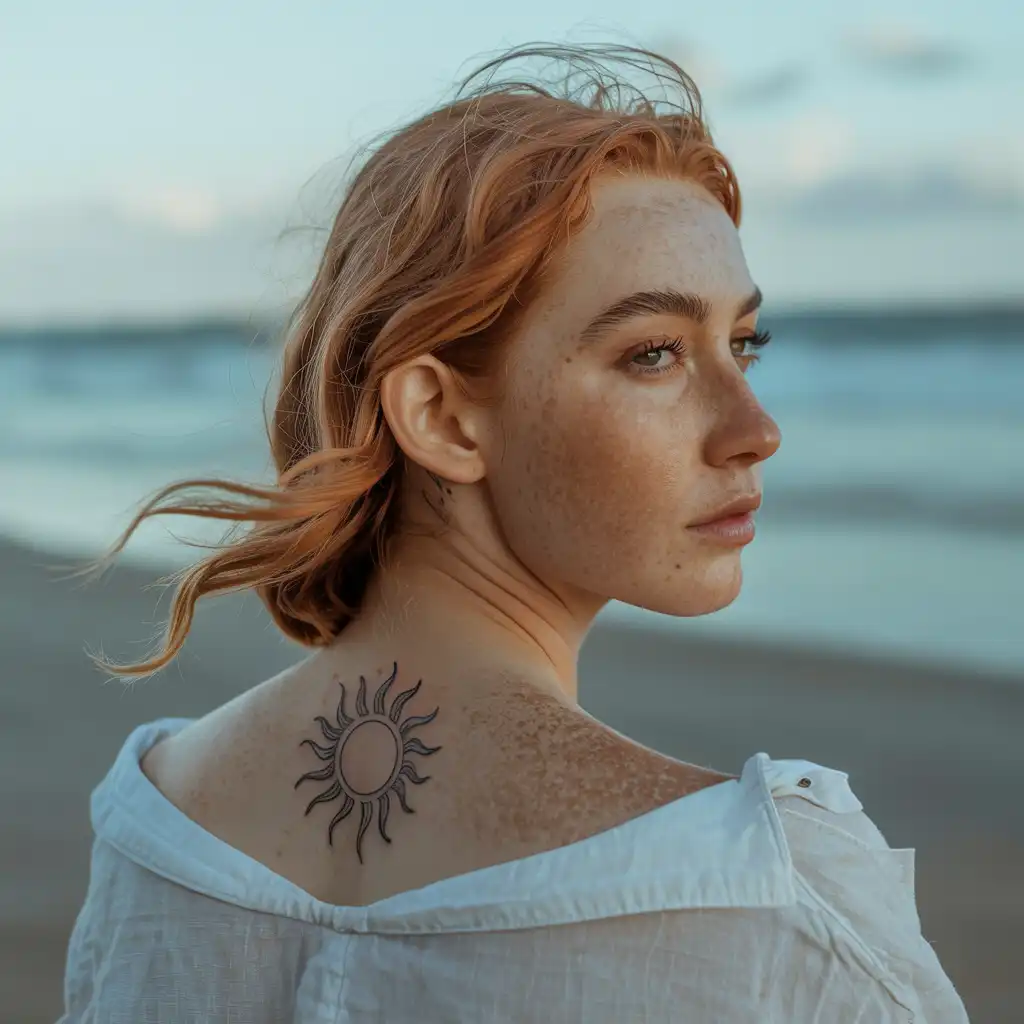 Sun Neck Tattoo