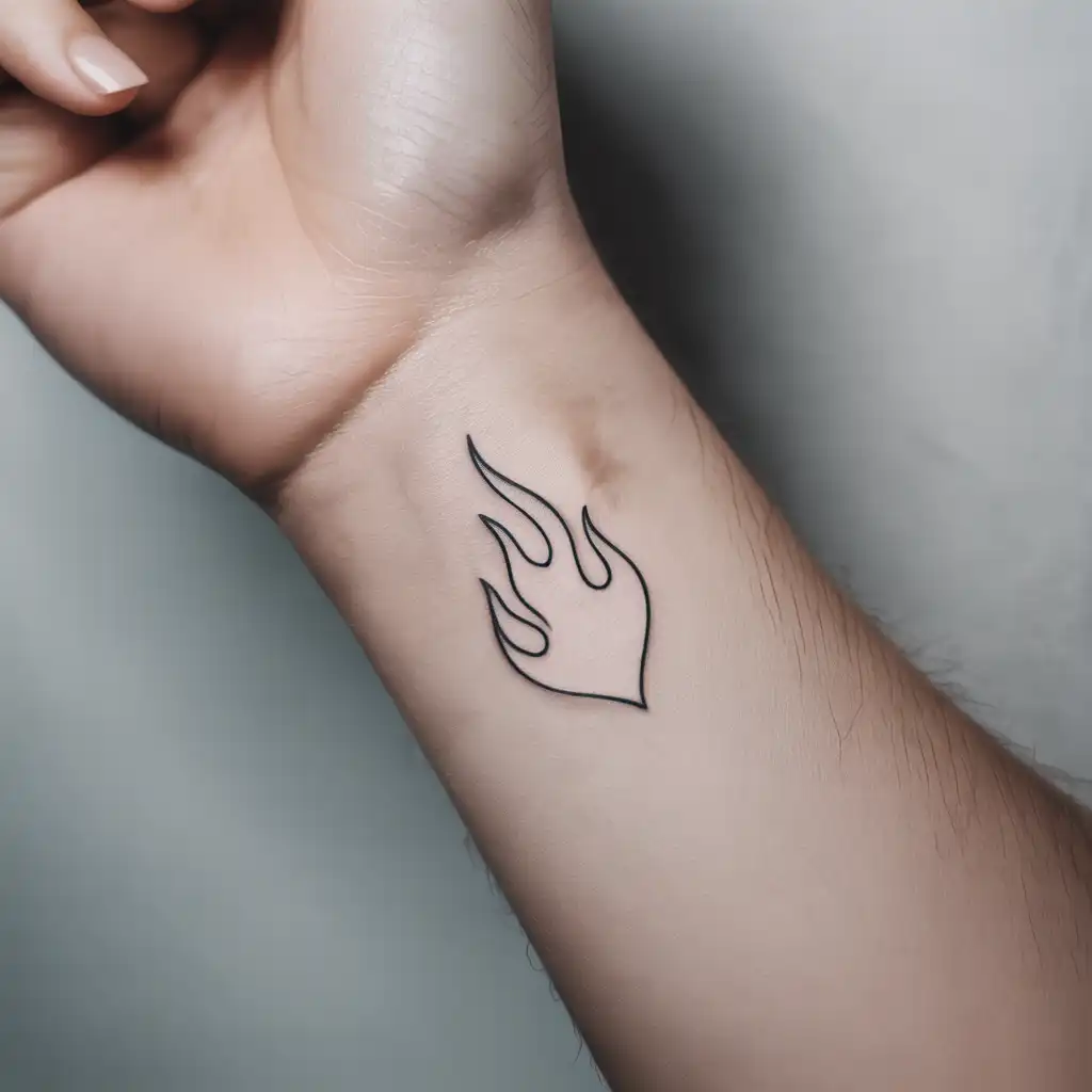 Tiny Flame Line Tattoo