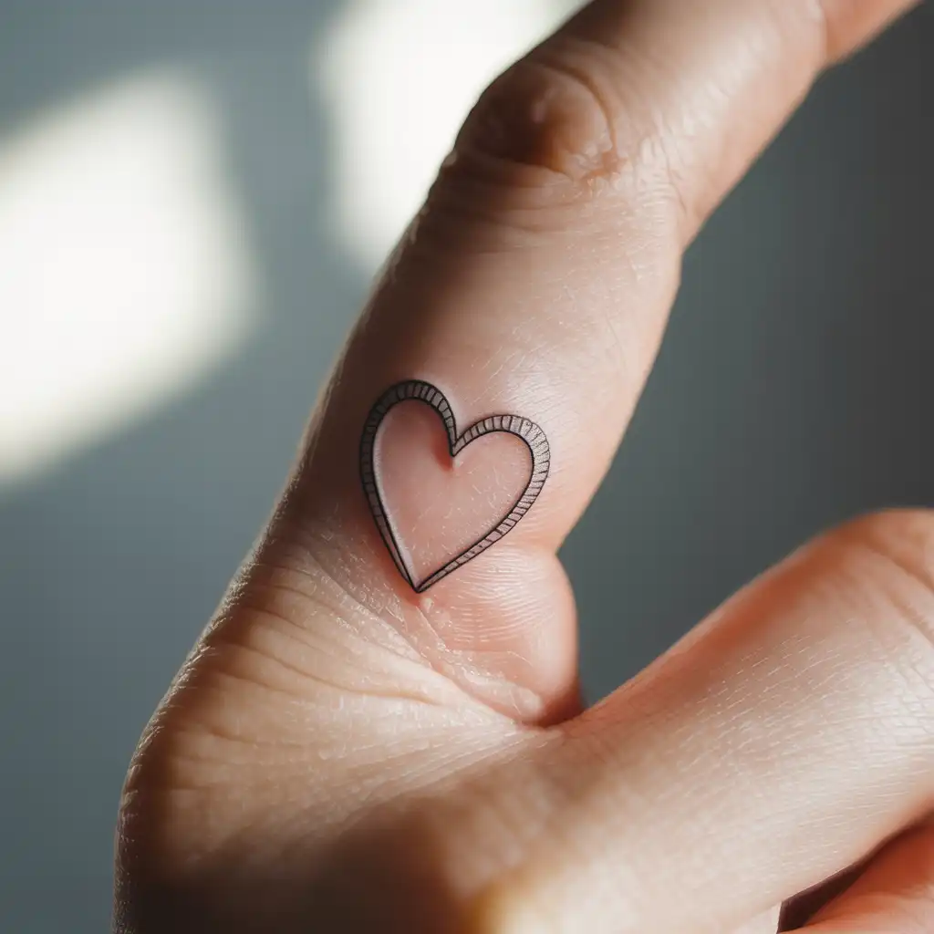 Tiny Heart Outline Finger Tattoo