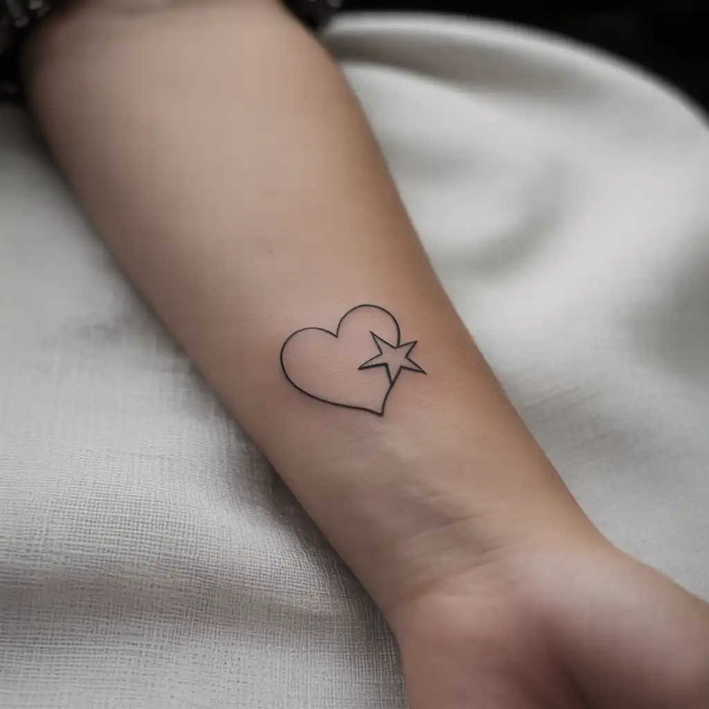Tiny Heart and Star Tattoo