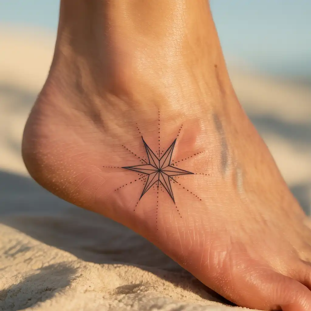 Tiny Star Foot Tattoo