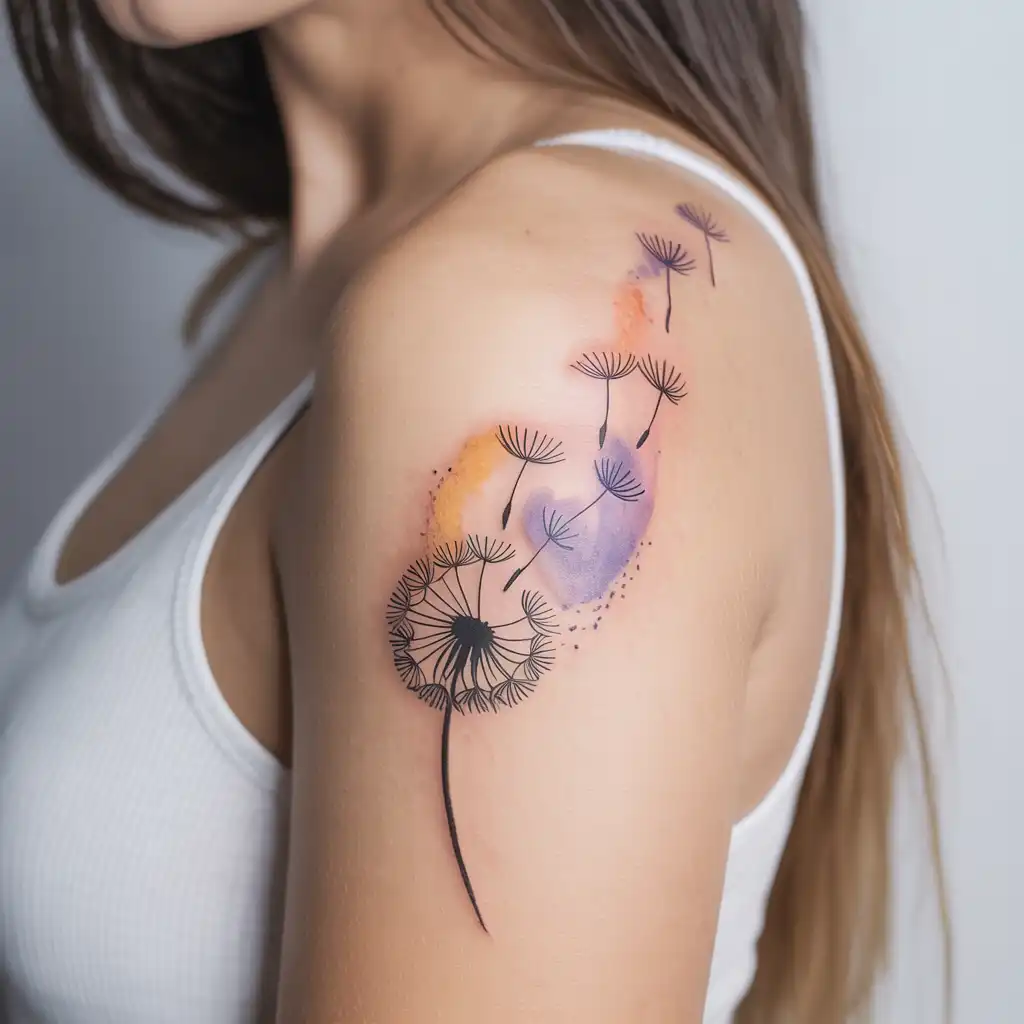 Watercolor Dandelion Tattoo