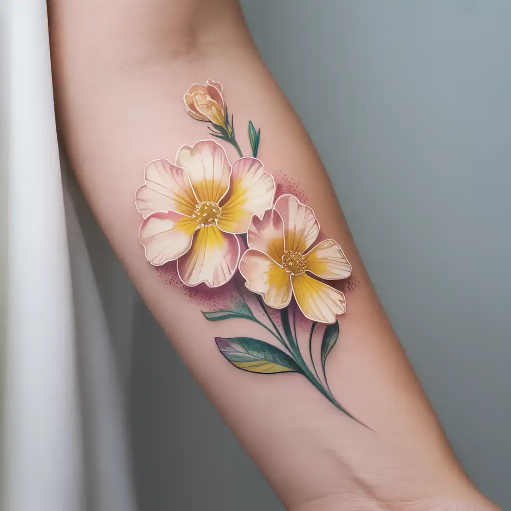 Watercolor Primrose Tattoo
