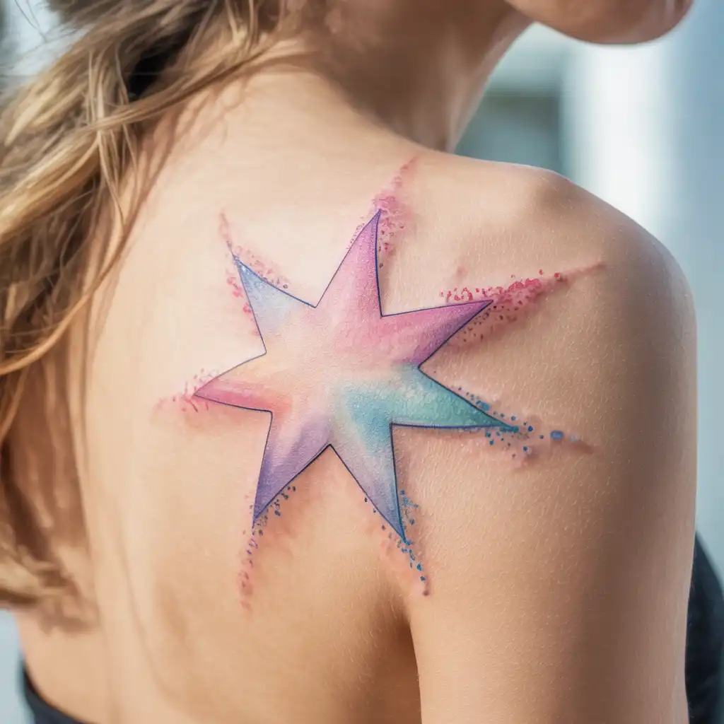 Watercolor Star Tattoo