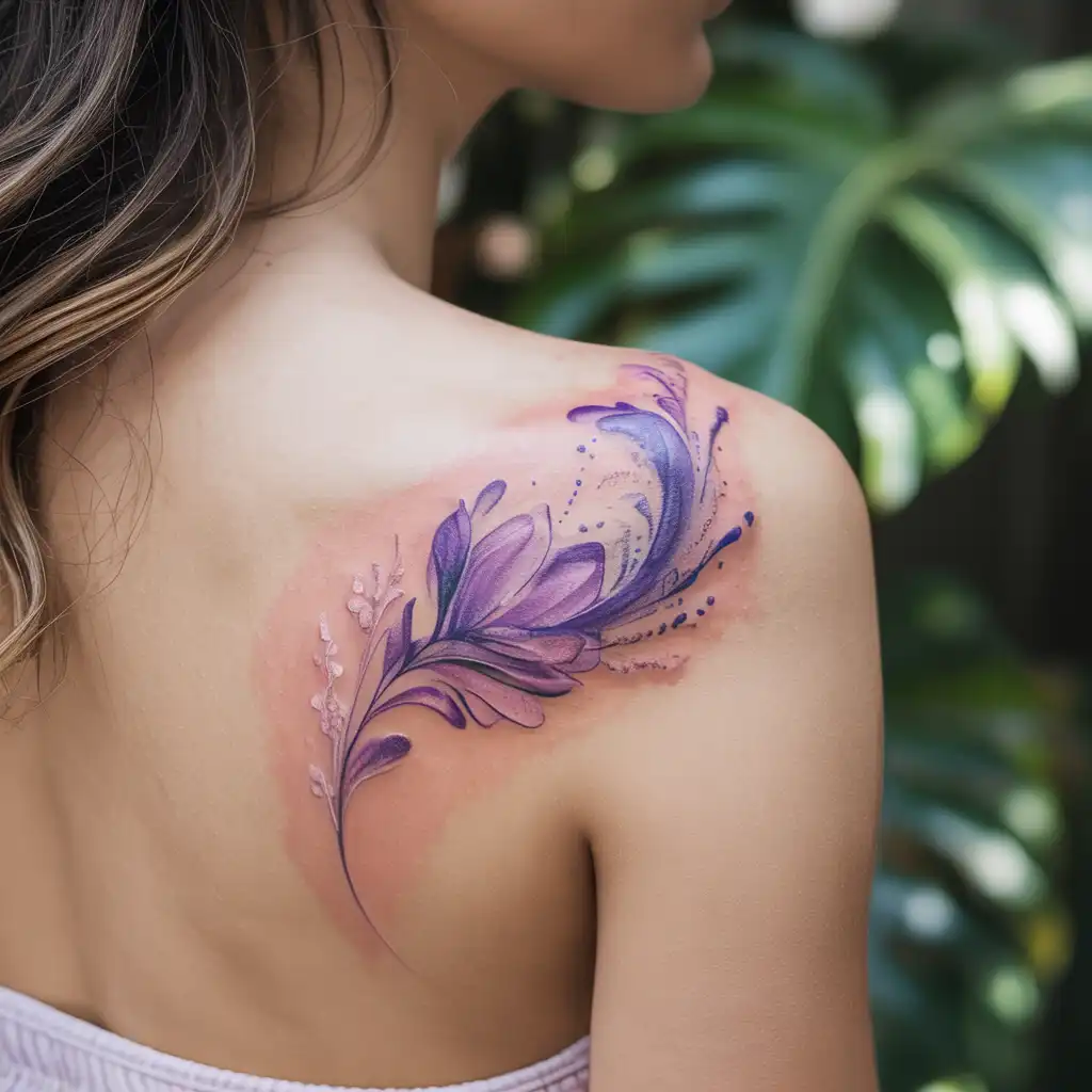 Watercolor Violet Birth Flower Tattoo